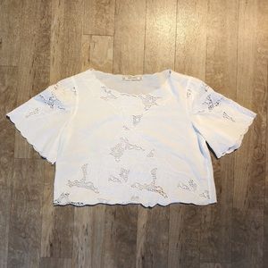 Beautiful White Zara Lace Flower Blouse